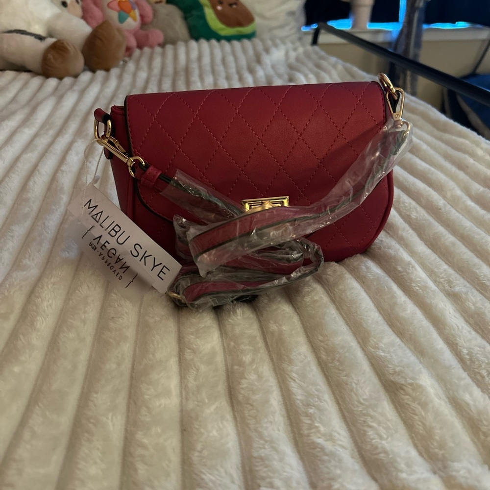 Malibu Red Crossbody Bag with Structured Design